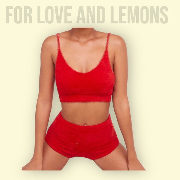 For Love and Lemons furry red shorts extremely limited edition - Picture 1 of 8